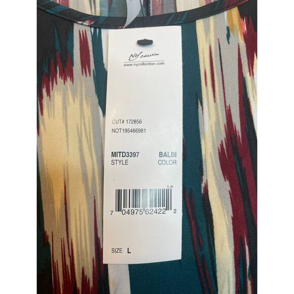 Ny Collection Womens Abstract Round Neck Midi Dress Short Sleeve Size Size L - Picture 3 of 6